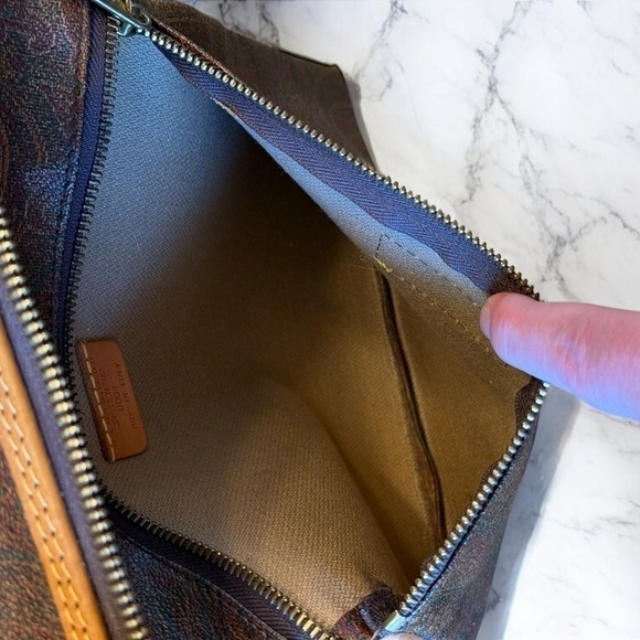 ETRO 1992 Vintage Boston Bag Paisley PVC Leather Duffle with Strap Lock and Key - Picture 16 of 16